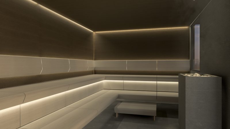 The King of Sauna took TAIVE sauna benches to a Health Club in London